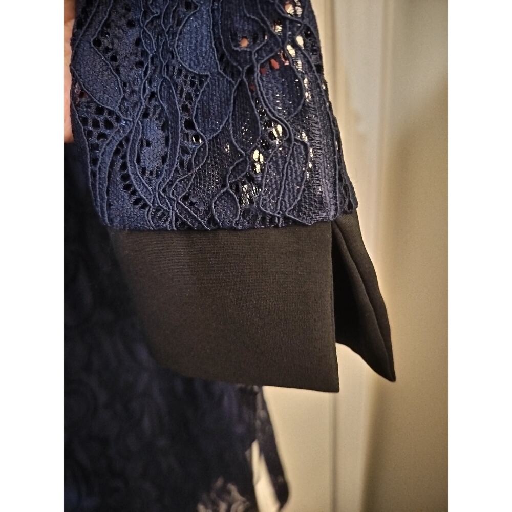 4128) Tommy Hilfiger Navy Blue Black Lace Lined Sheath Dress Size 14 - Picture 10 of 13